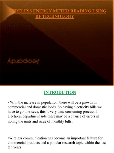 Wireless Energy Meter Reading Using RF Technology 